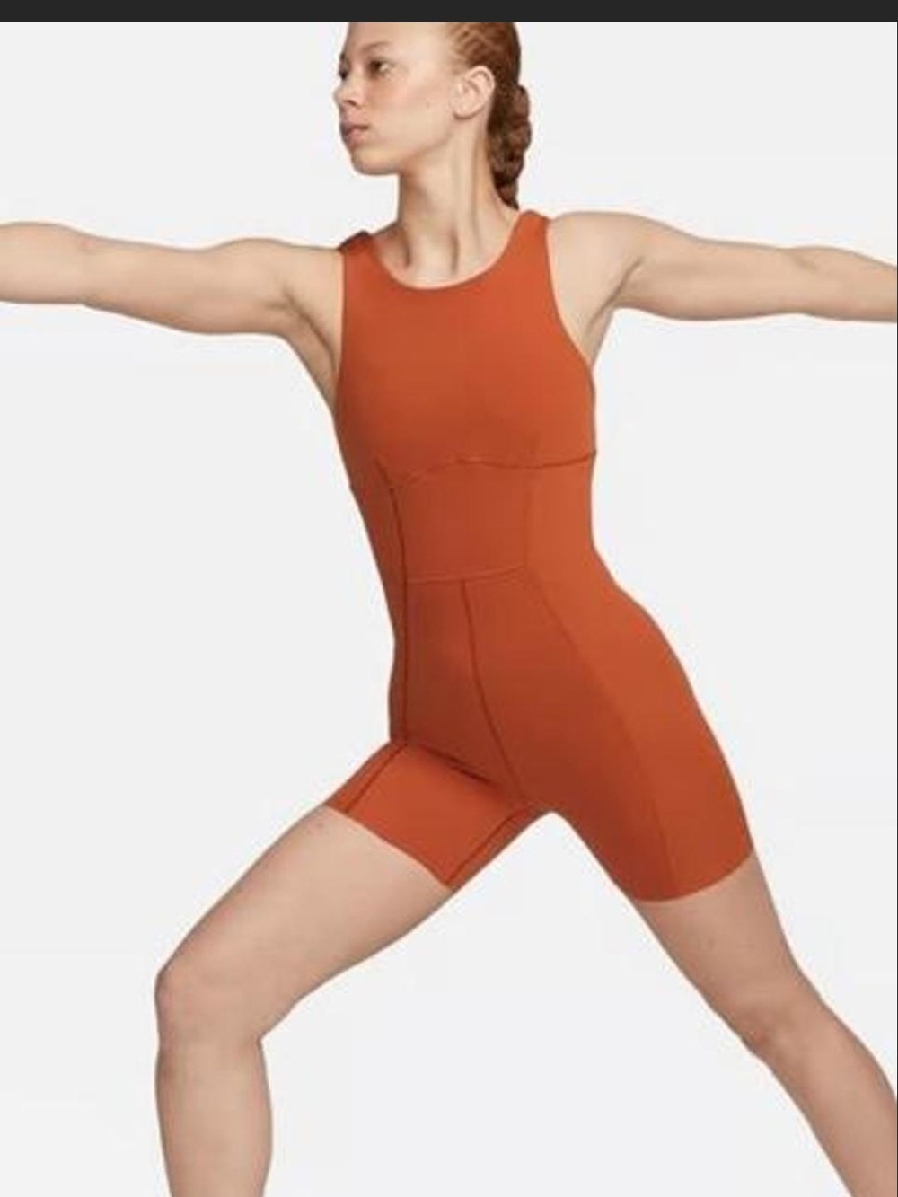 Nike Women’s Orange One-Piece Romper Sleeveless Strappy Back Logo Size S